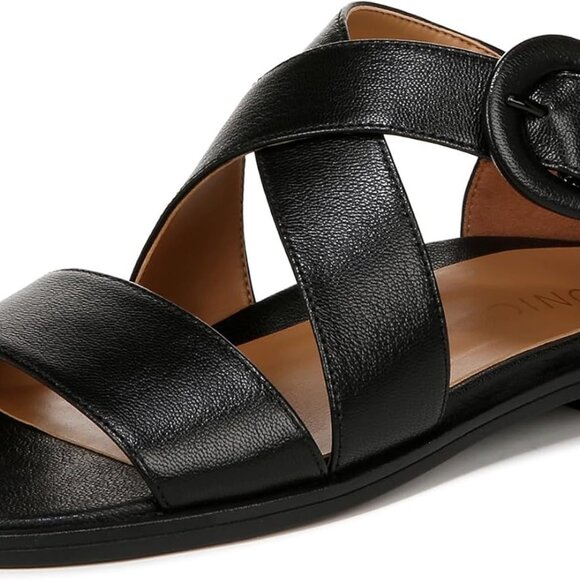 Womens Leather Ankle Straps Black Size 6 Summer Fashion Sandals - Picture 1 of 8